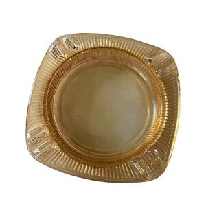 Vintage Carnival Glass Ashtray Marigold Yellow Tint ~ 4”